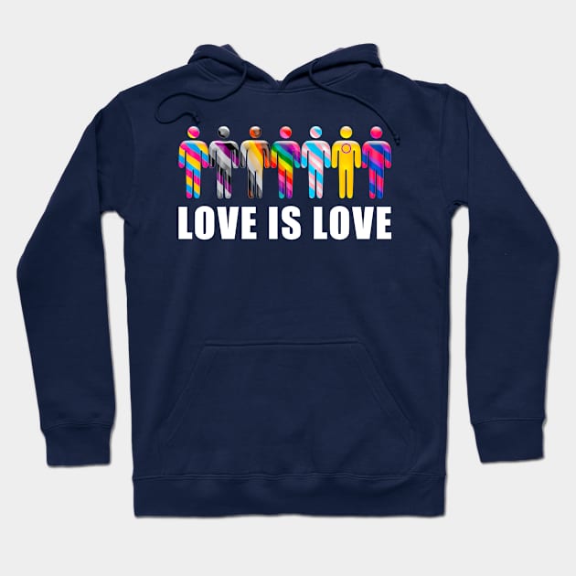 Love is Love with Men icons in LGTBQi+ flag colors Hoodie by Visualisworld